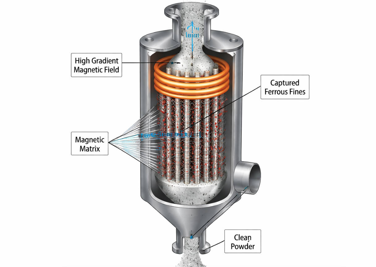 High Gradient Powder Magnetic Separator Cutaway