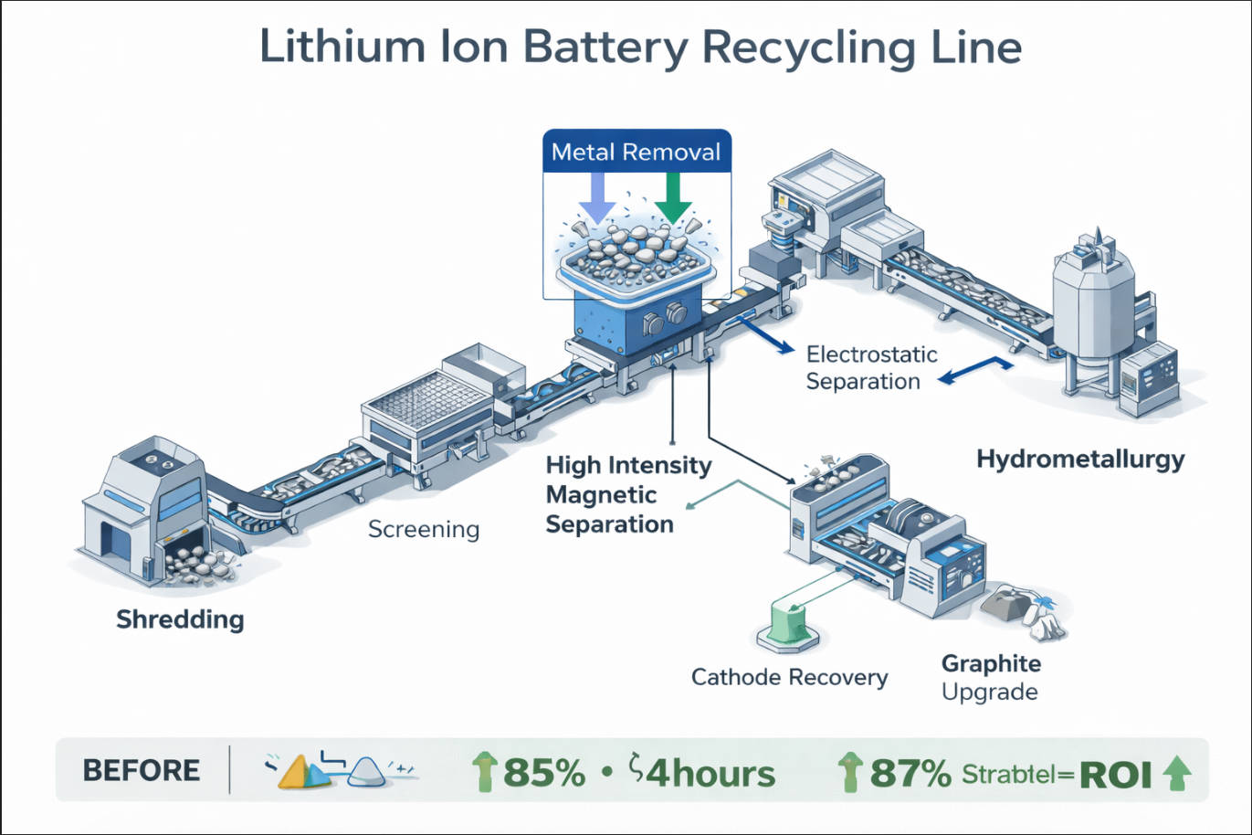 Battery Recycling Magnetic Flow Diagram