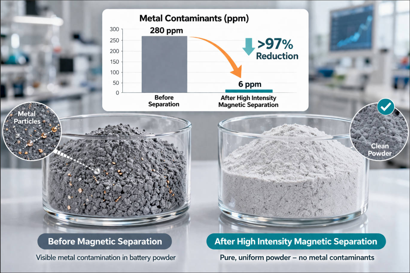 Battery Powder Purity Before And After Separation
