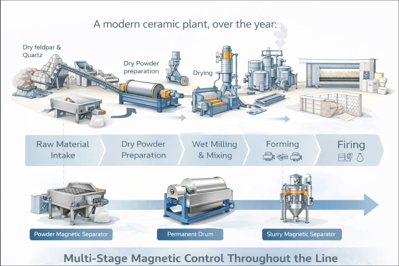 Ceramic Plant Magnetic Separation Process Flow