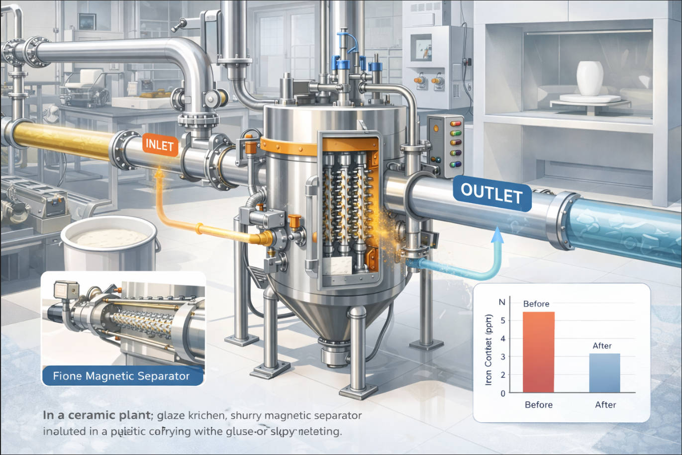 Slurry Magnetic Separator In Glaze Line