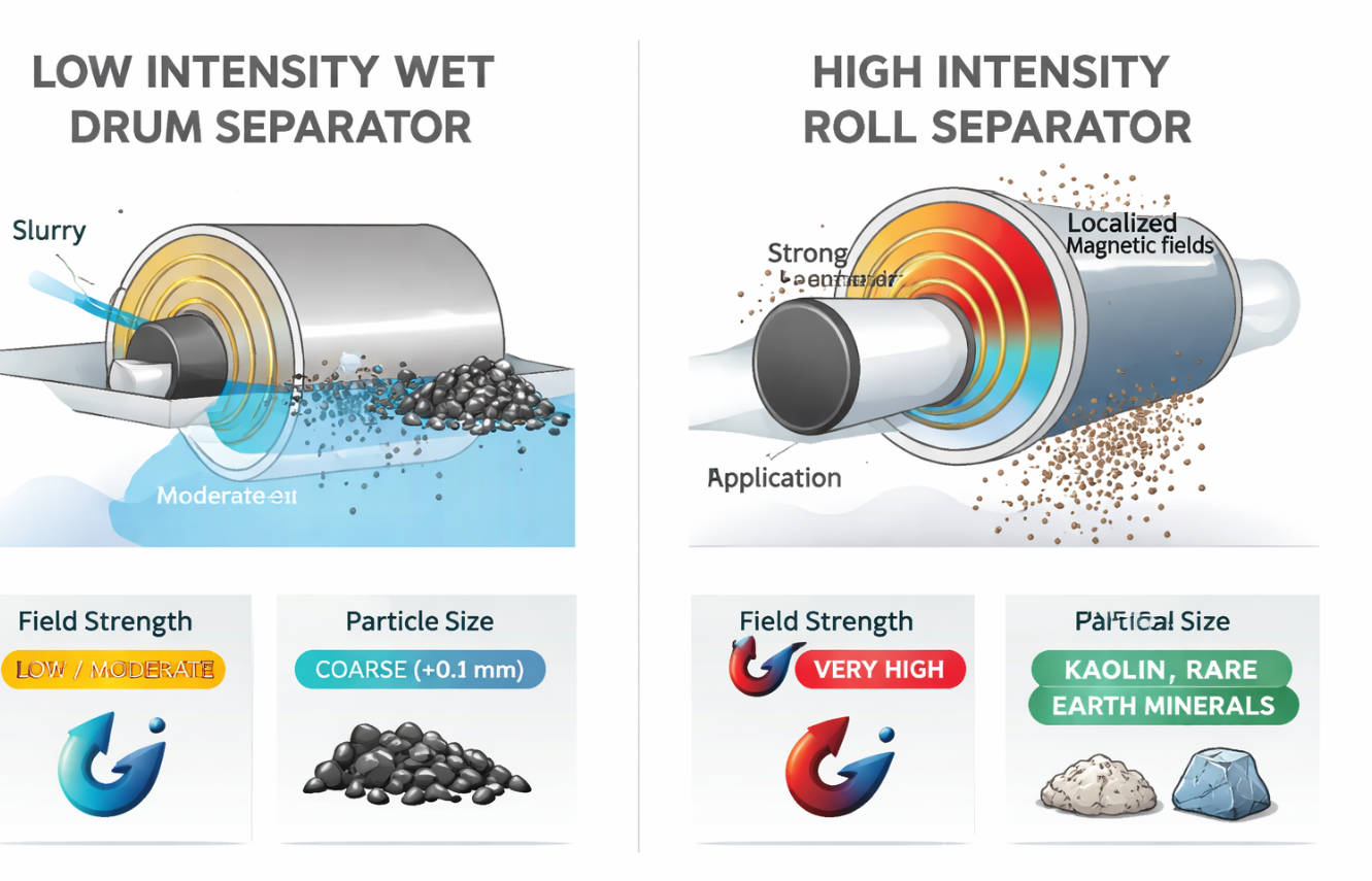 Low And High Intensity Magnetic Separators Comparison