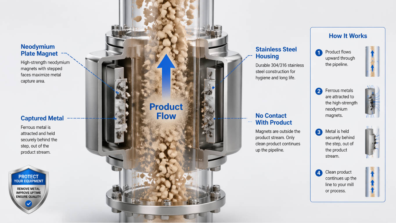 Cutaway View Of Pneumatic Inline Magnet
