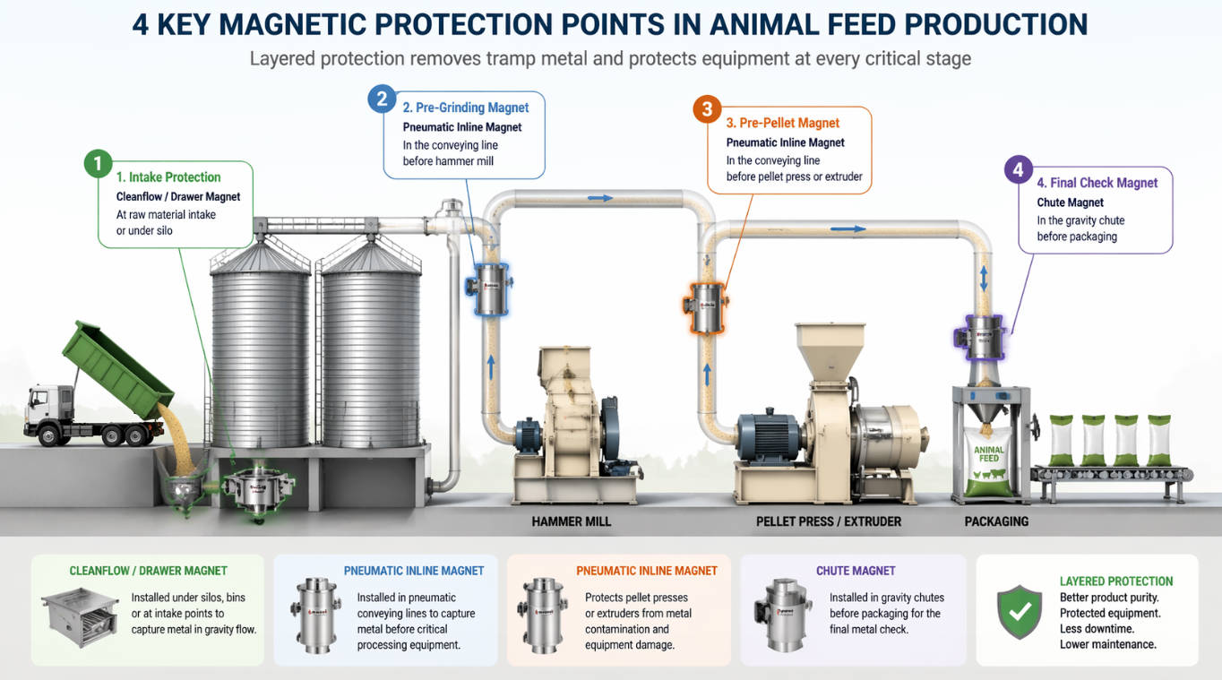 Magnet Placement In Animal Feed Line