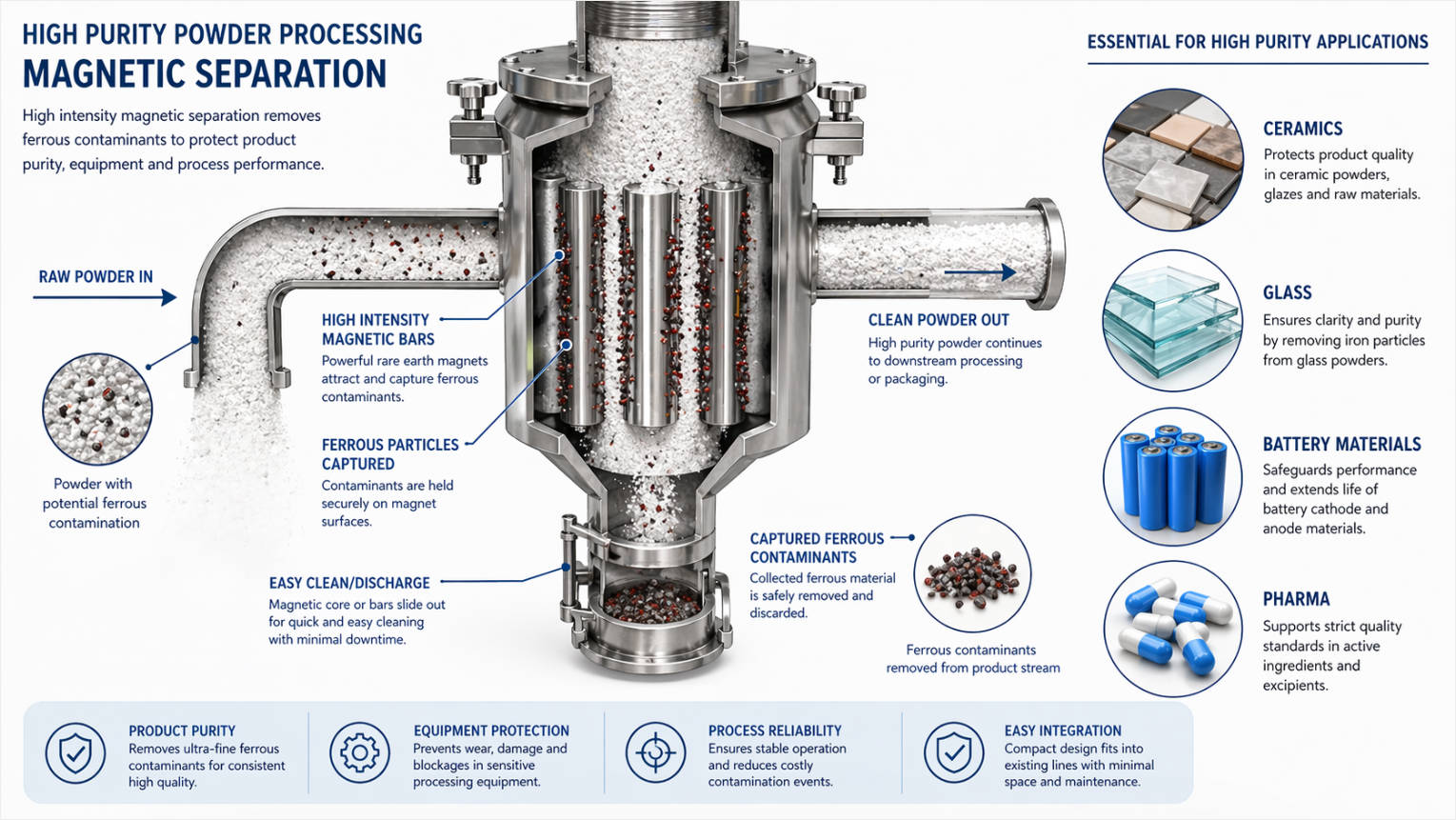 Powder Magnetic Separator For High Purity Materials