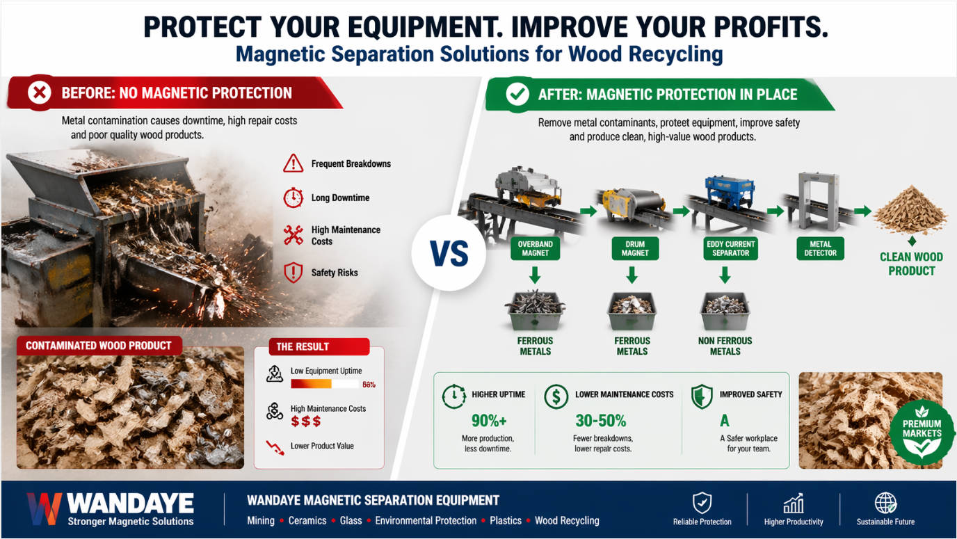 Wood Recycling Performance Before And After Magnetic Upgrade