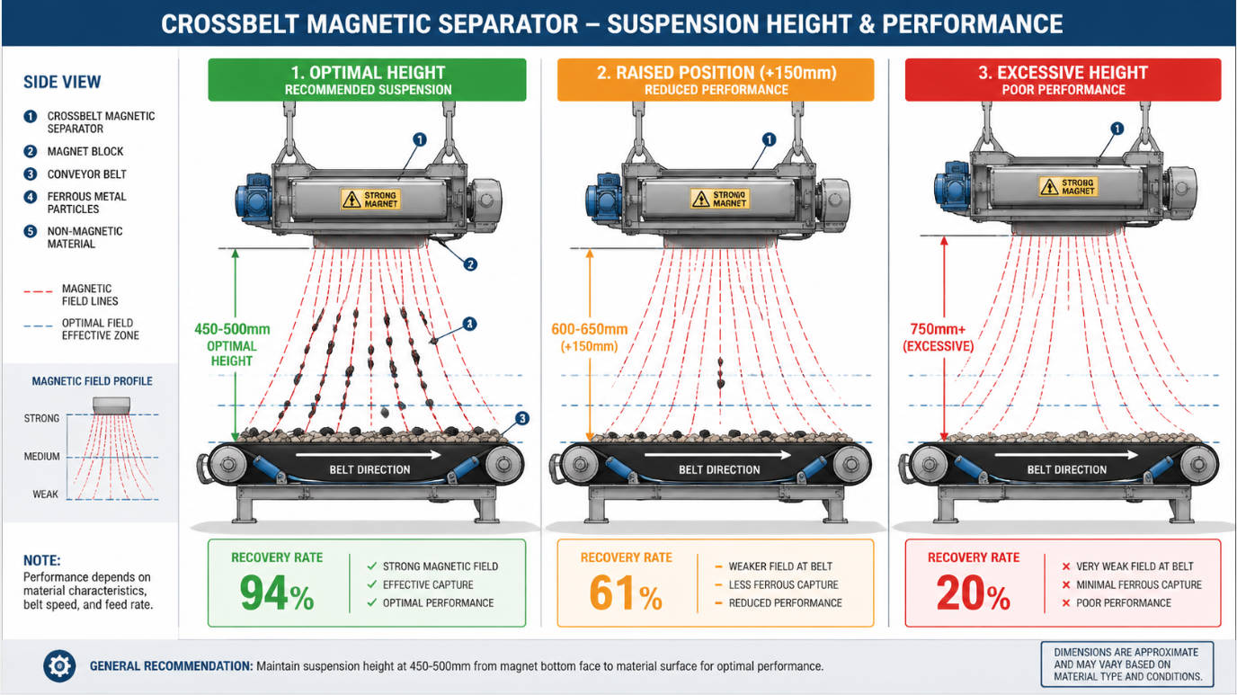 Crossbelt Magnetic Separator Installation Height Diagram