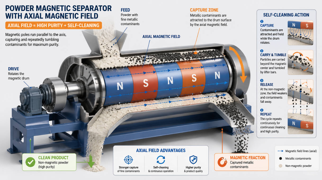 Axial Field Powder Magnetic Separator Cutaway