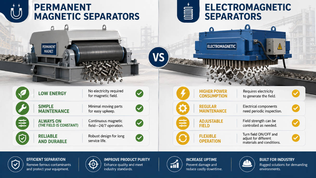 Permanent And Electromagnetic Separator Comparison