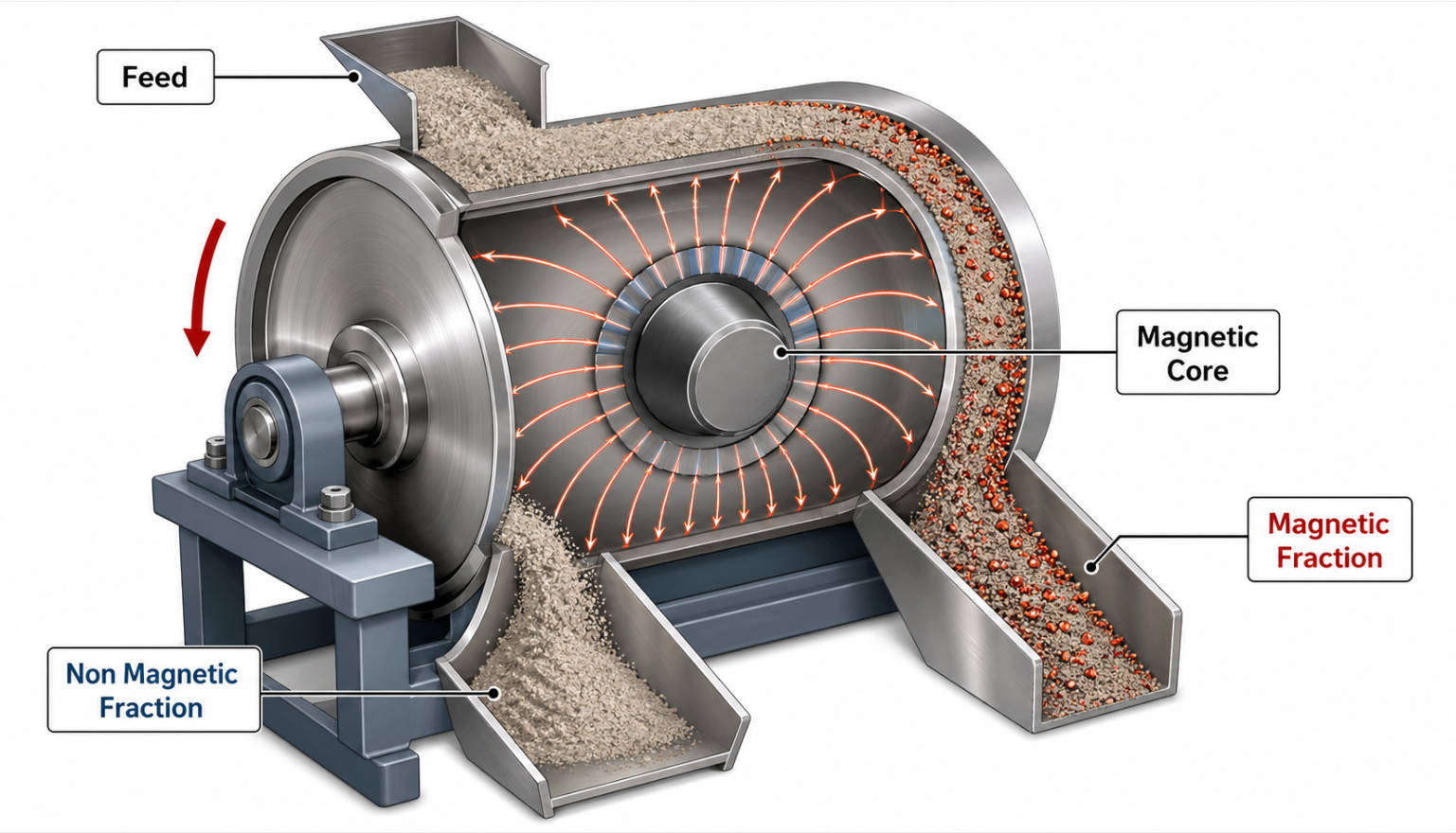 Cross Section Of Drum Magnetic Separator