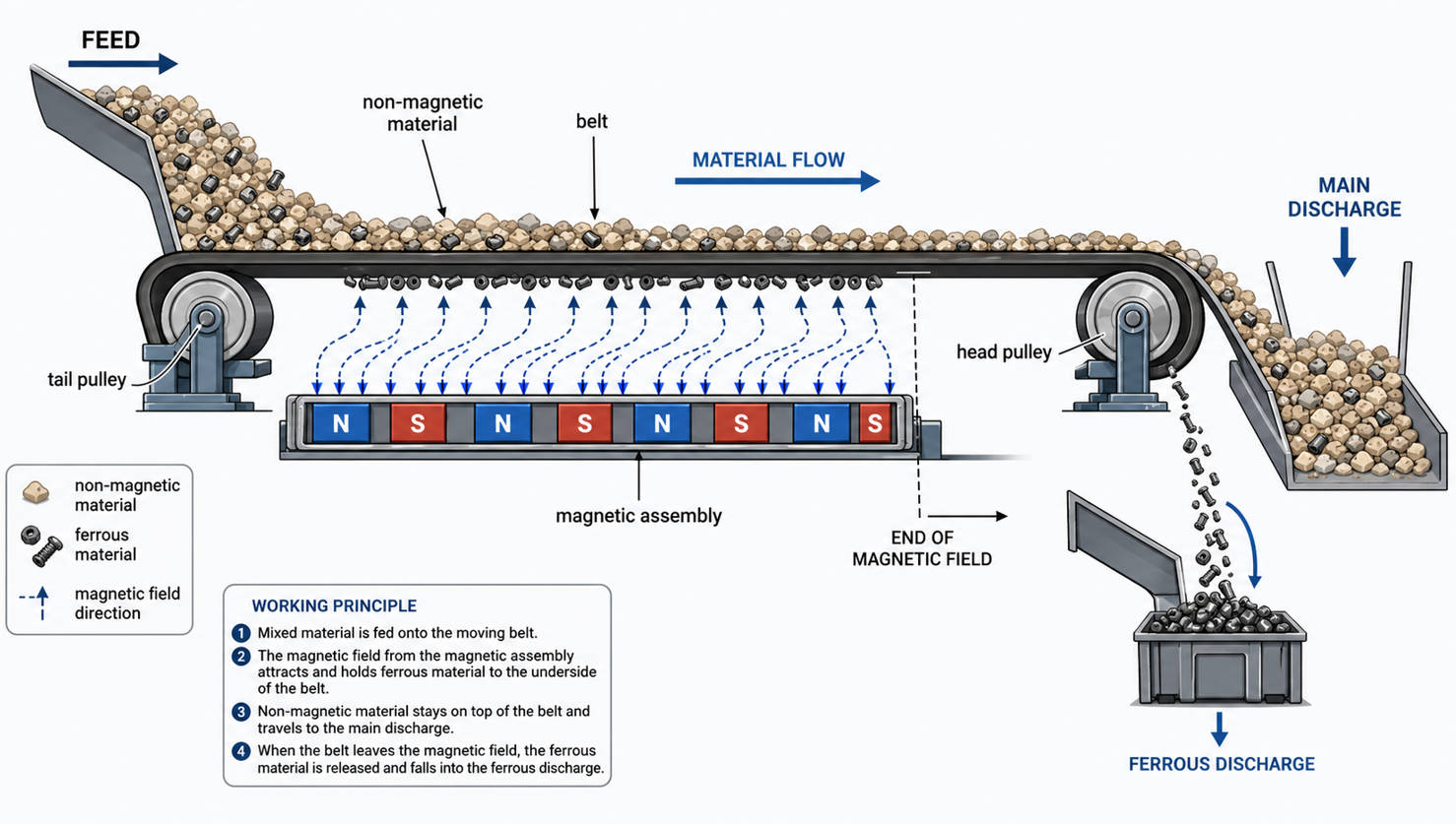 Magnetic Belt Conveyor Working Principle