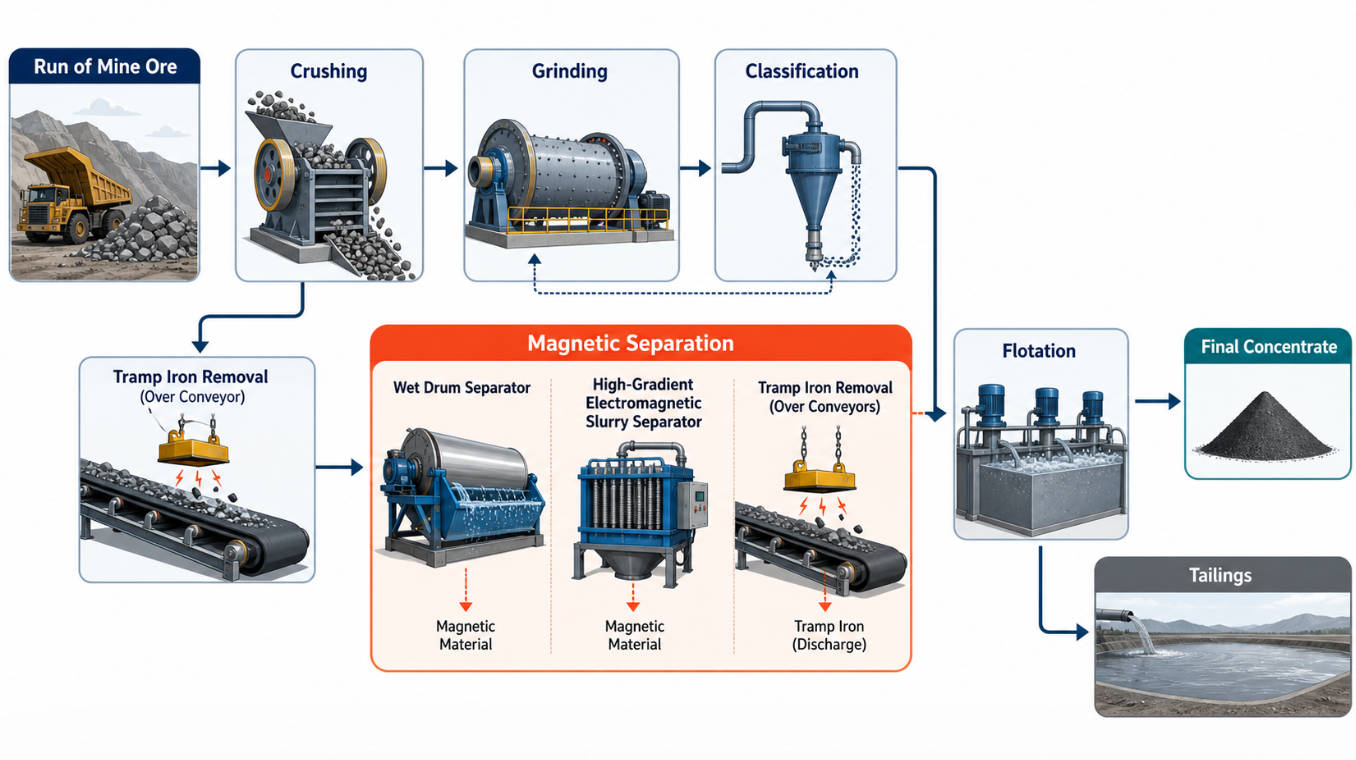 Magnetic Separation Mining Flow Diagram