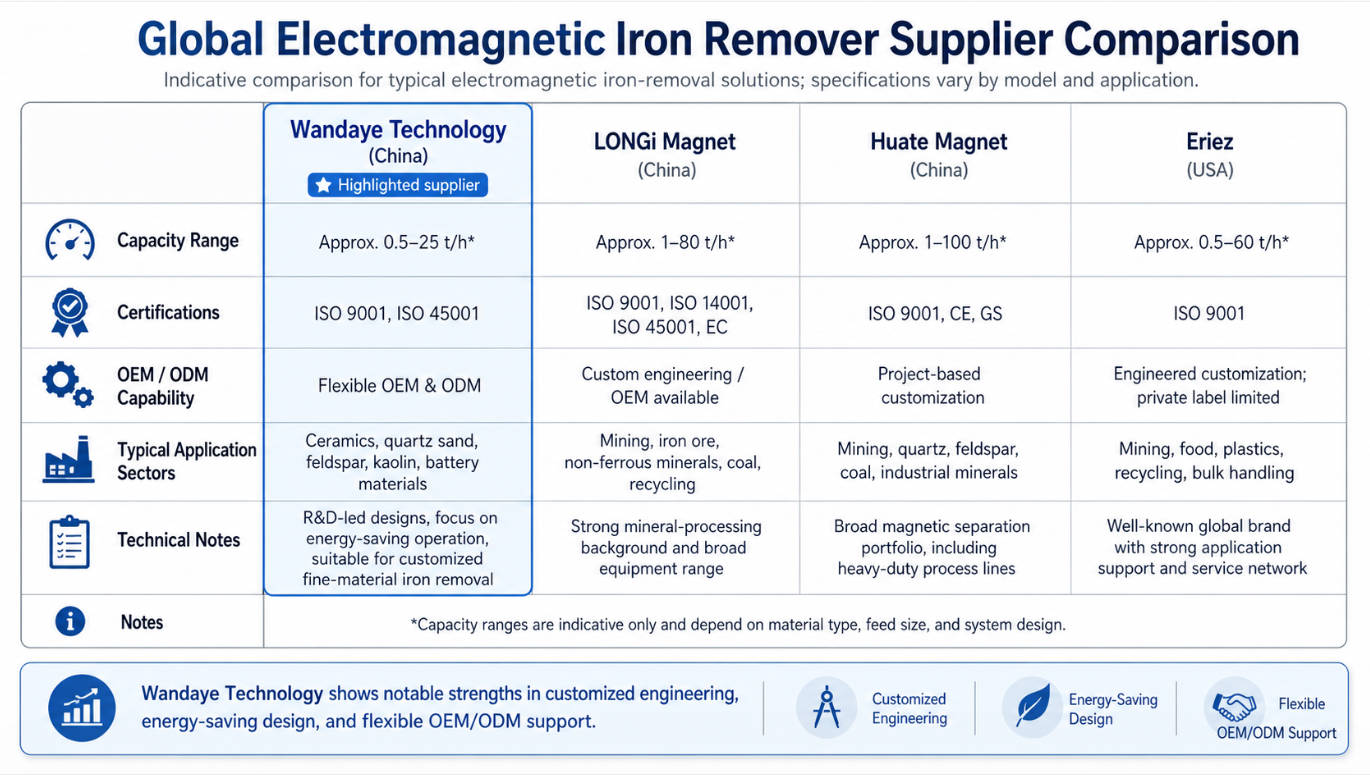 Global Electromagnetic Iron Remover Supplier Comparison