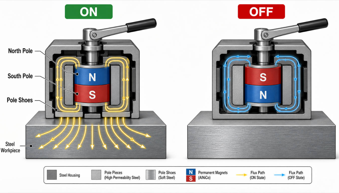Switchable Magnet On Off Flux Path