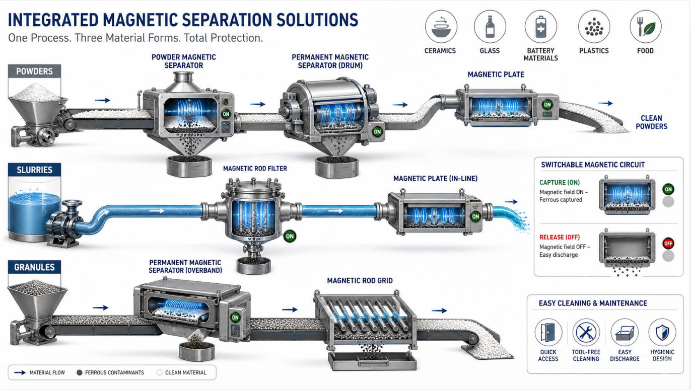 Magnetic Separators And Switchable Concepts In Production Line