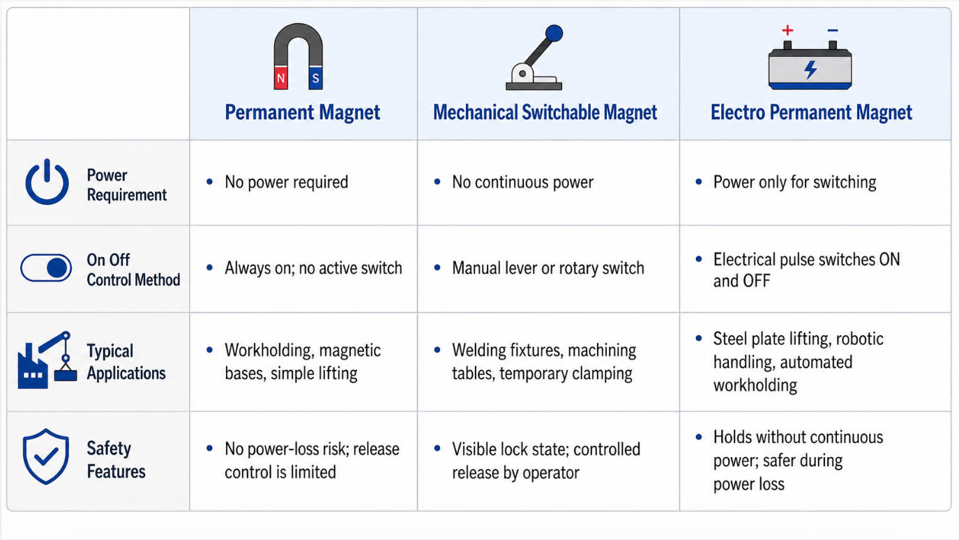 Magnet Technology Types Comparison Chart
