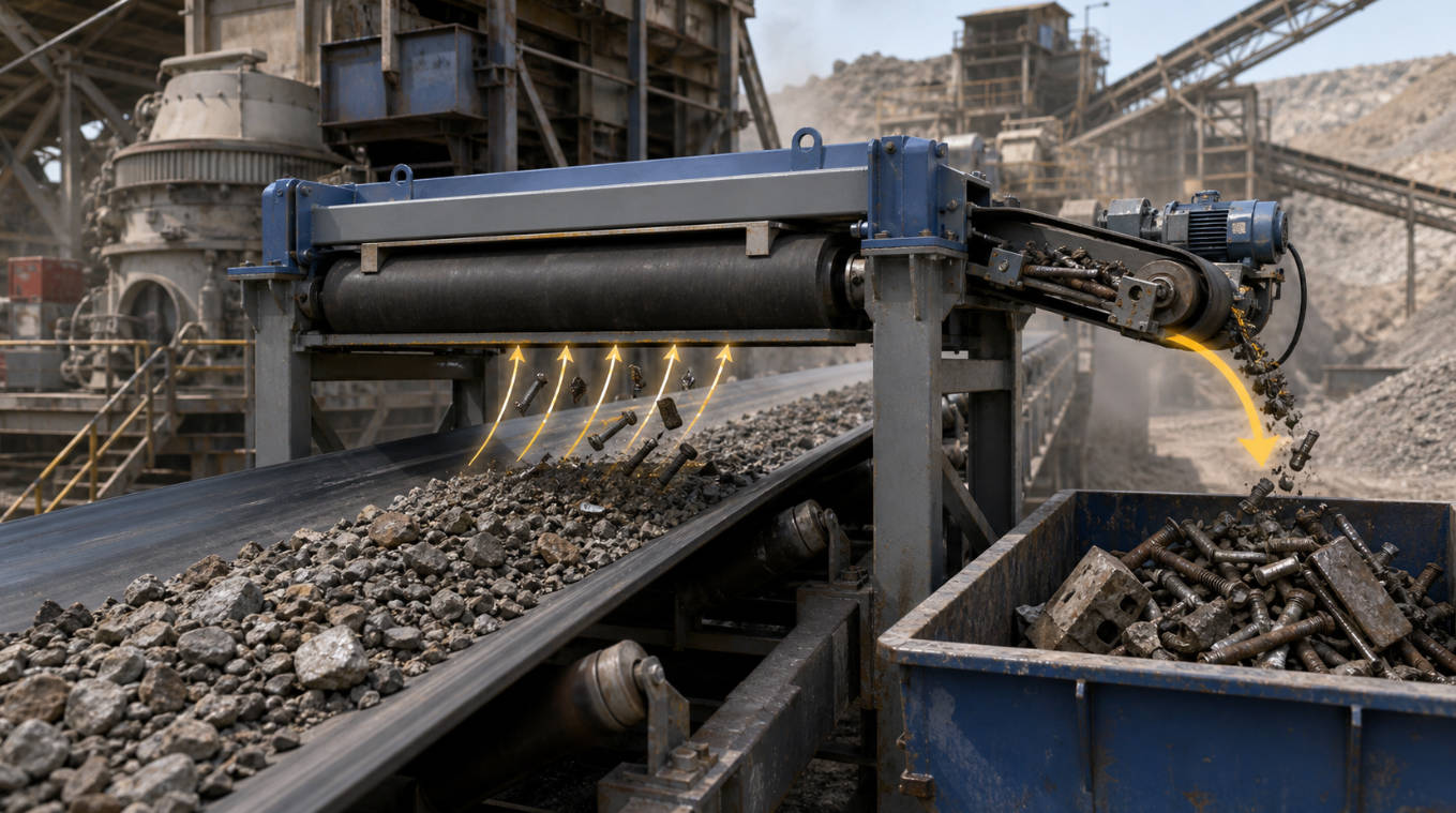 Permanent Magnetic Separator Over Conveyor