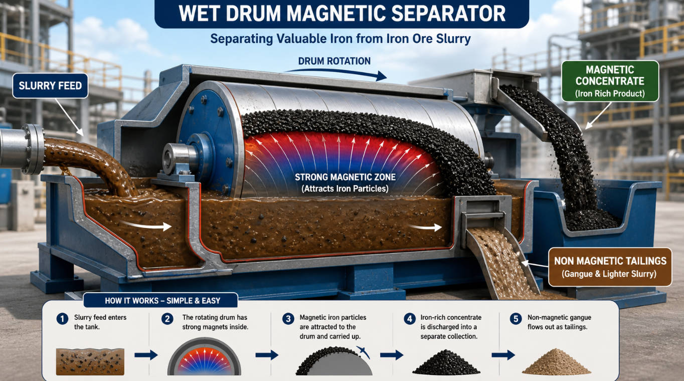 Wet Drum Magnetic Separator In Slurry Circuit