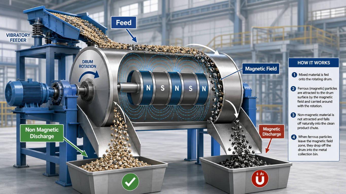 Magnetic Drum Separator Working Principle