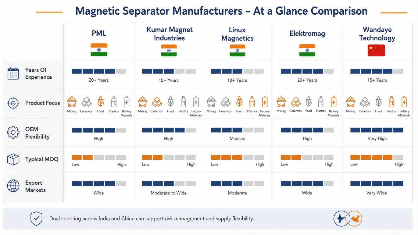Magnetic Separator Manufacturers Comparison Matrix