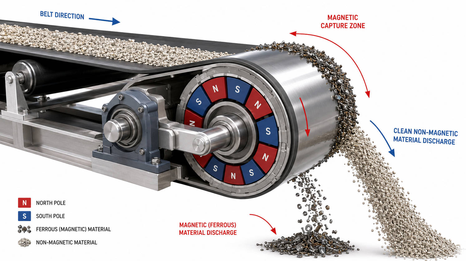 Cutaway View Of Magnetic Conveyor Head Pulley