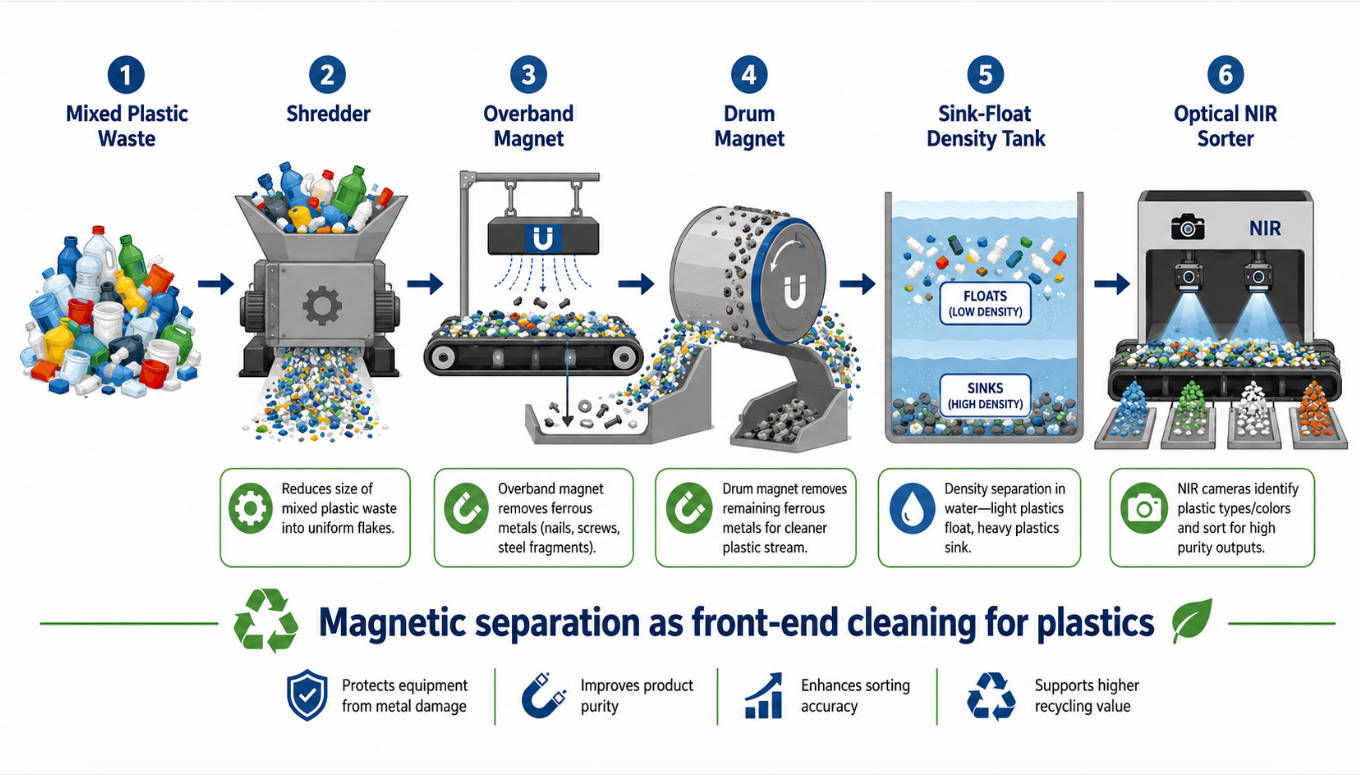 Plastic Recycling Line With Magnetic Separation