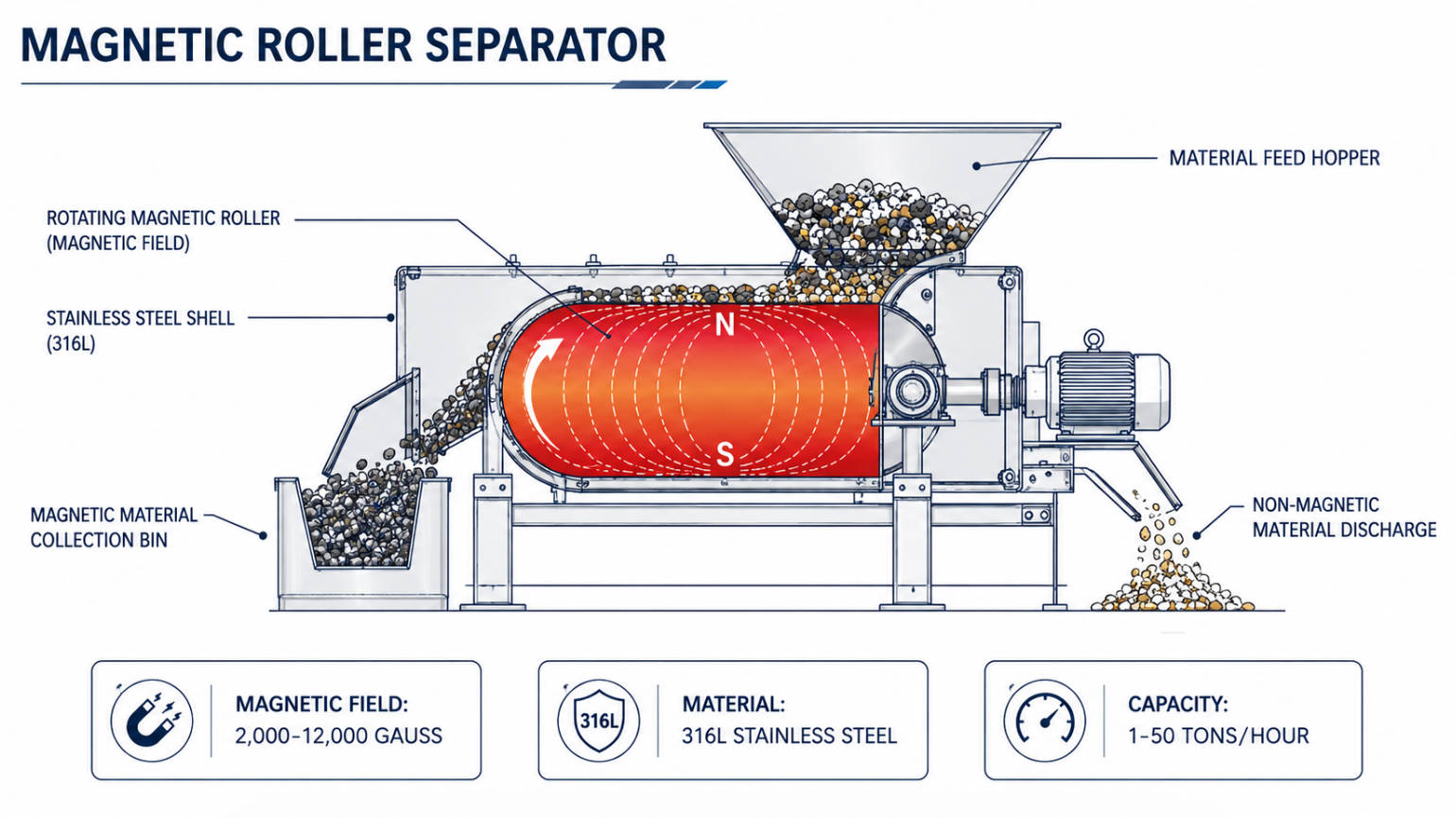 Magnetic Roller Separator Technical Specifications and Components