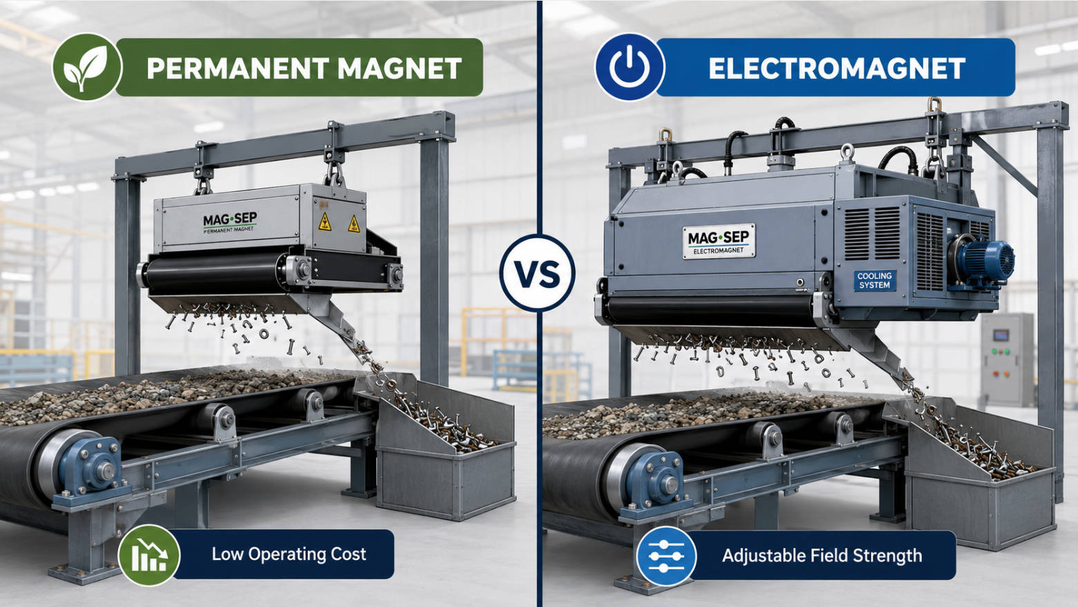 Permanent And Electromagnetic Cross Belt Separators
