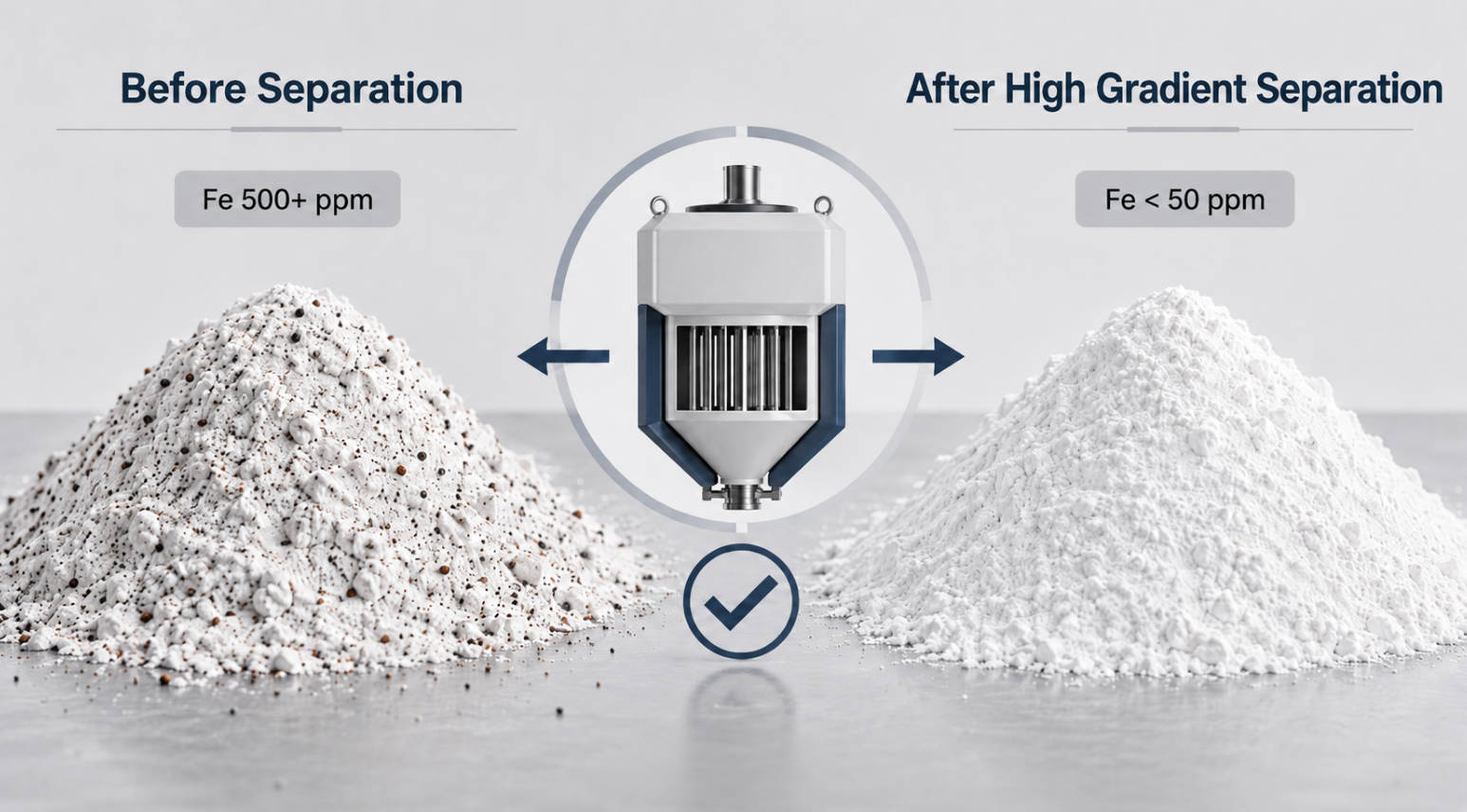 Powder Purity Before After Magnetic Separation