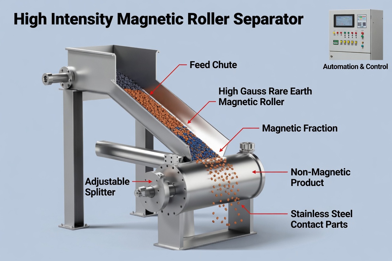 High Intensity Magnetic Roller Separator Process Diagram