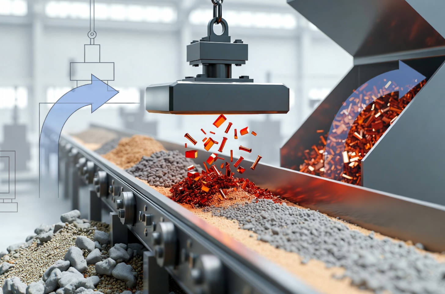 Suspended Magnet Over Conveyor