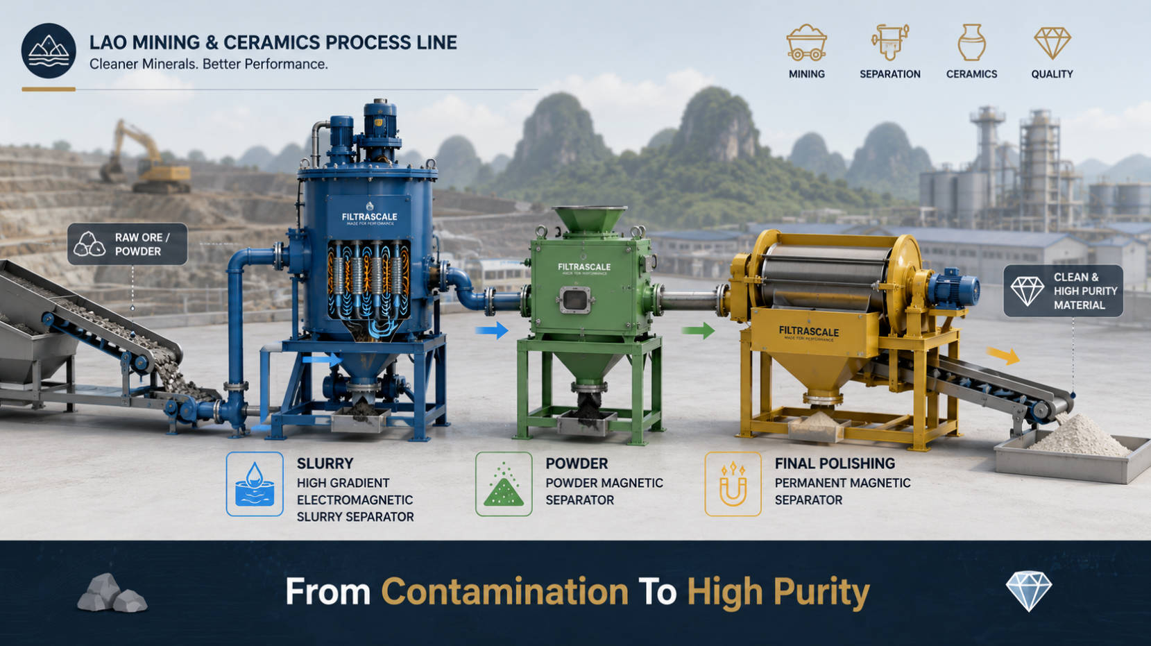 Iron Separator Process Flow For Laos Plants